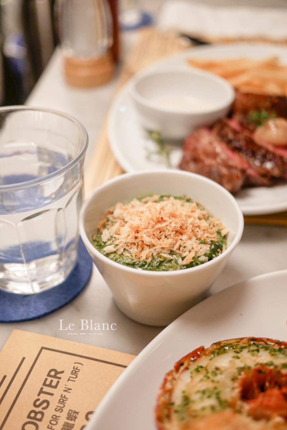 台北高CP值牛排龍蝦專賣米其林餐盤推薦 Le Blanc 樂邦。波士頓活龍蝦+10盎司Prime肋眼牛排